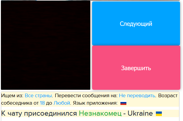 Диалог Chatroulette в Mozilla Firefox